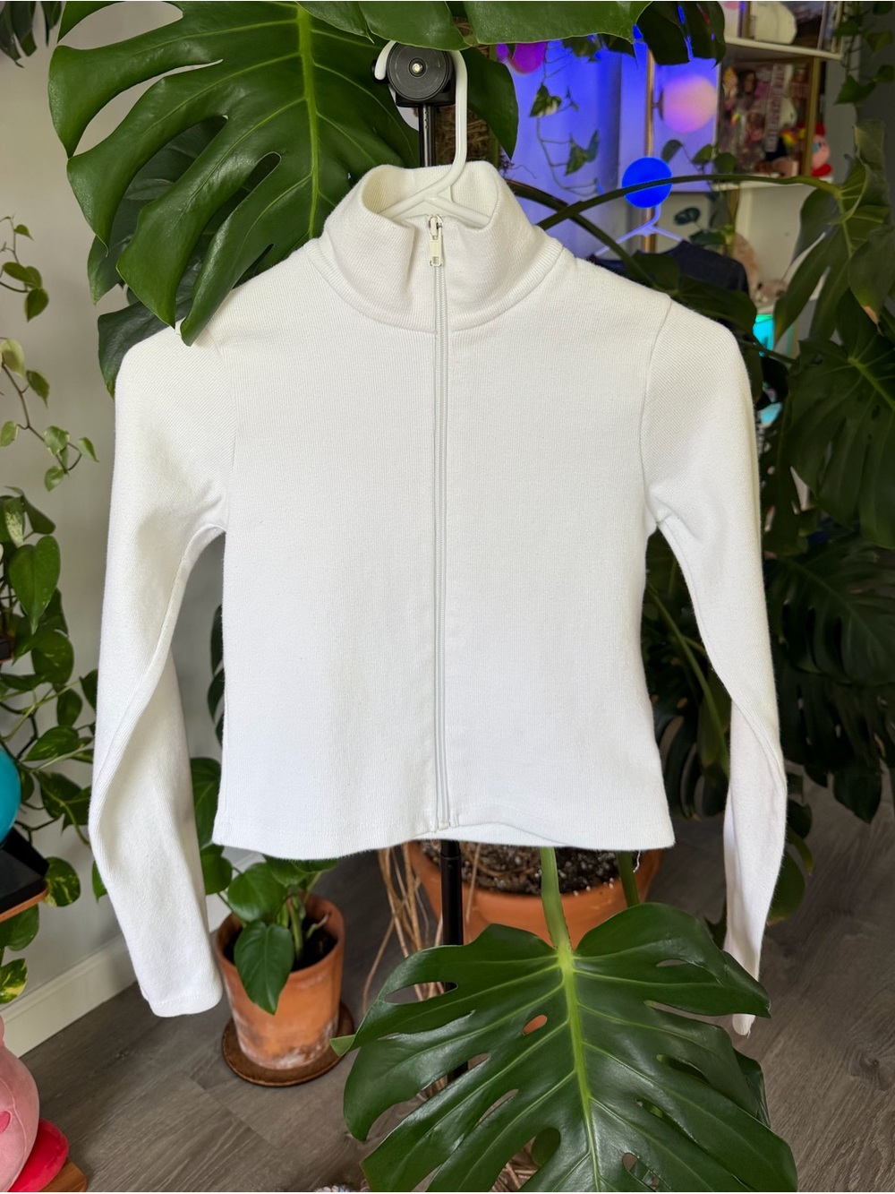 Women’s John galt brandy melville White Full-Zip Mock Neck Jacket